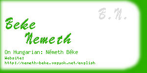 beke nemeth business card
