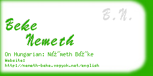 beke nemeth business card